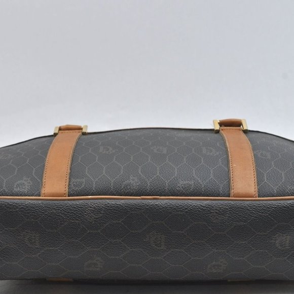 Auth Christian Dior Honeycomb Hand Tote Bag PVC Leather Black Brown - Picture 5 of 12